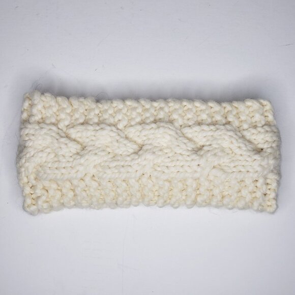 Cable Knit Headband White Ivory Cream Ear Warmer Hair Band Winter Soft Handmade - Picture 1 of 5